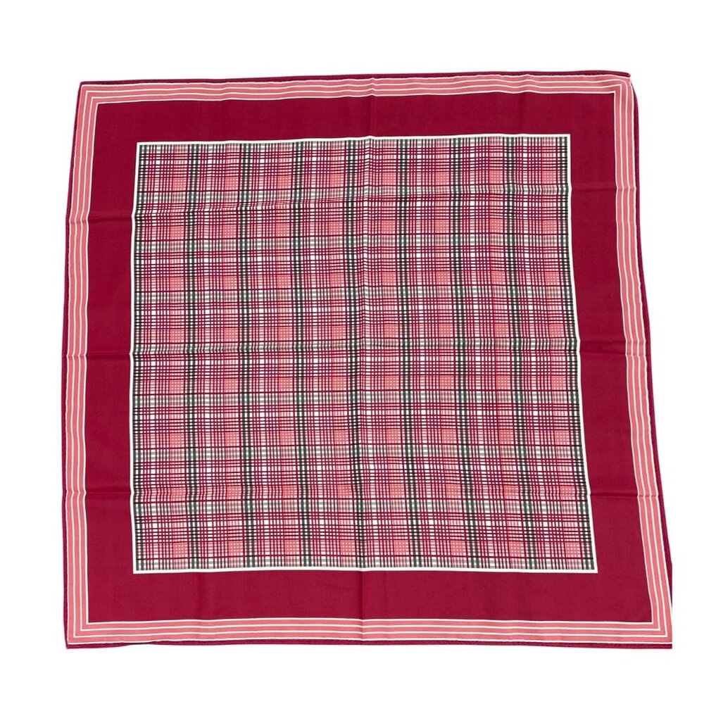 Vintage Japanese Poly Plaid Scarf/Bandana Red Check Headwear